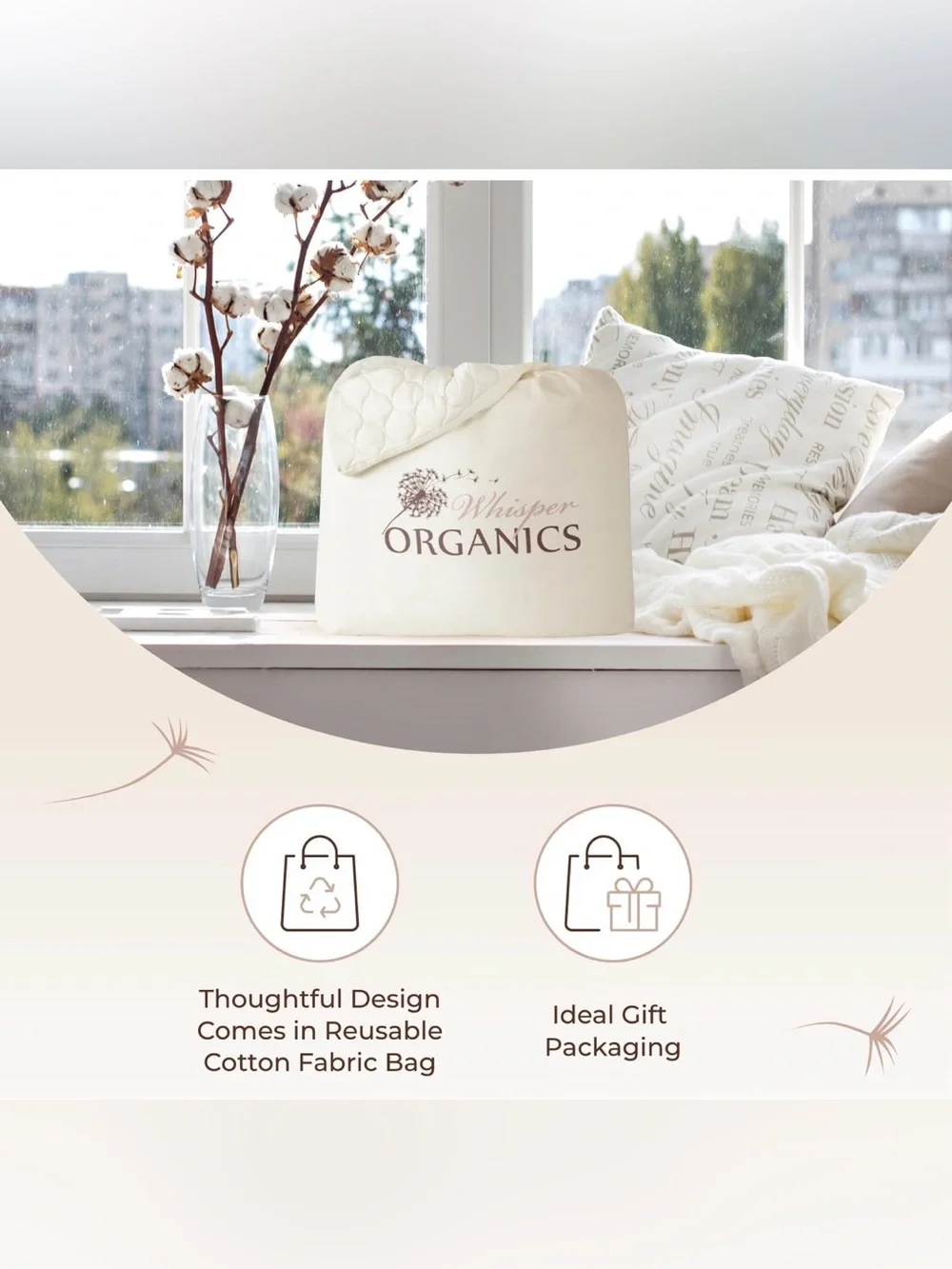 Whisper Organics California King Ivory Quilted Mattress Pad Protector